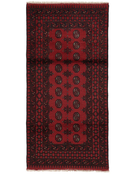 98X199 Tapis Afghan Fine D'orient Noir/Rouge Foncé (Laine, Afghanistan) Carpetvista
