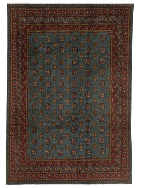 200X287 Afghan Fine Colour Teppe Orientalsk Svart/Brun (Ull, Afghanistan) Carpetvista