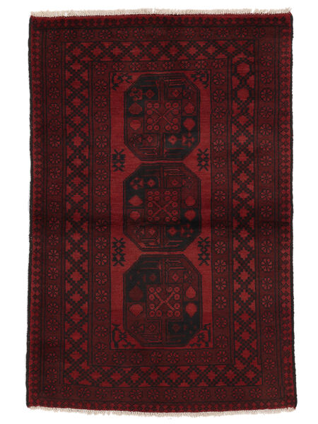  Afghan Fine Covor 98X149 Lână Negru/Dark Red Mic Carpetvista