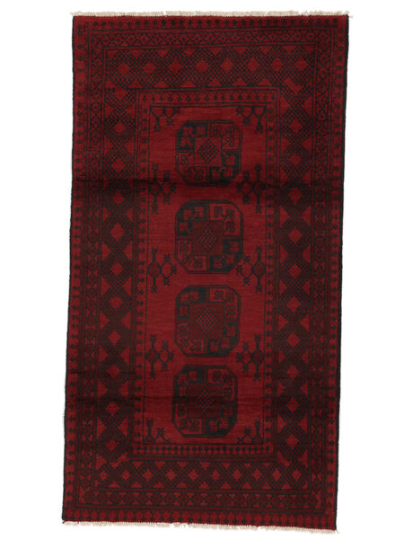Afghan Fine Tæppe 100X197 Sort/Mørkerød Uld, Afghanistan Carpetvista