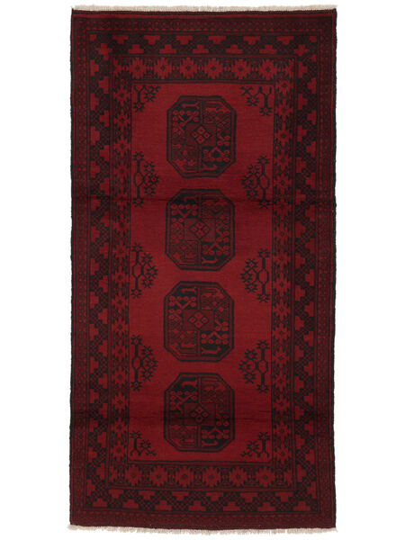  Afghan Fine Covor 99X193 Lână Negru/Dark Red Mic Carpetvista