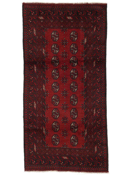 絨毯 オリエンタル アフガン Fine 100X203 ブラック/ダークレッド (ウール, アフガニスタン)