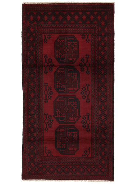 Afghan Fine Rug 101X196 Black/Dark Red Wool, Afghanistan Carpetvista