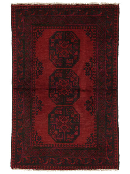 99X153 Tappeto Afghan Fine Orientale Nero/Rosso Scuro (Lana, Afghanistan) Carpetvista