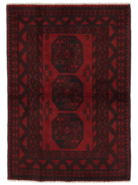 Tappeto Orientale Afghan Fine 100X143 Nero/Rosso Scuro (Lana, Afghanistan)