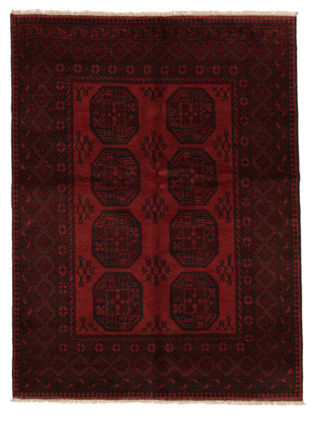 151X203 Afghan Fine Vloerkleed Oosters Zwart/Donkerrood (Wol, Afghanistan) Carpetvista