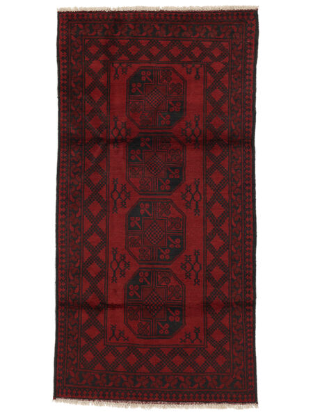  Afghan Fine Teppe 100X195 Svart/Mørk Rød Carpetvista
