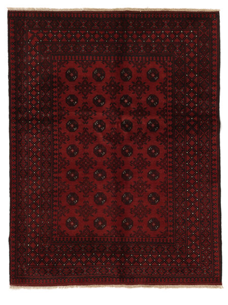 152X196 Afghan Fine Teppich Orientalischer Schwarz/Dunkelrot (Wolle, Afghanistan) Carpetvista