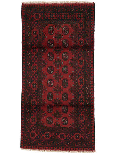  Afghan Fine Covor 97X199 Lână Negru/Dark Red Mic Carpetvista