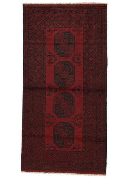  Afghan Fine Covor 97X196 Lână Negru/Dark Red Mic Carpetvista