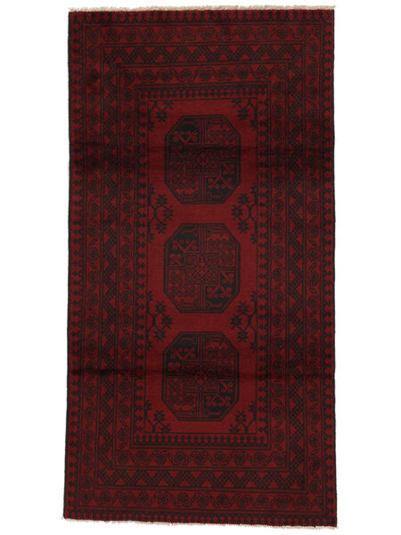 Afghan Fine Tæppe 97X190 Sort Uld, Afghanistan Carpetvista