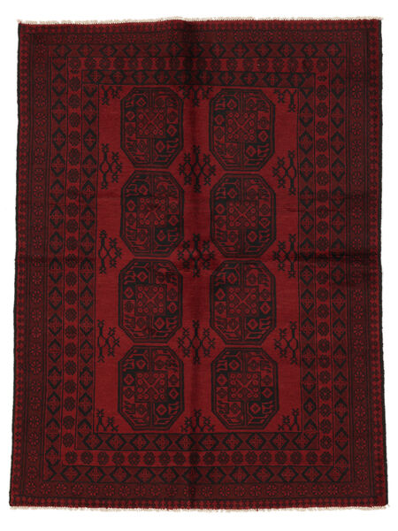 144X195 Χαλι Afghan Fine Ανατολής Μαύρα/Σκούρο Κόκκινο (Μαλλί, Αφγανικά) Carpetvista