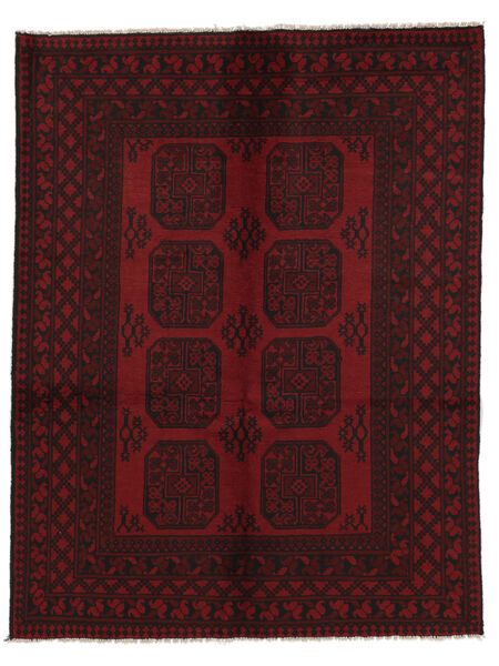 145X190 Afghan Fine Teppe Orientalsk Svart/Mørk Rød (Ull, Afghanistan) Carpetvista