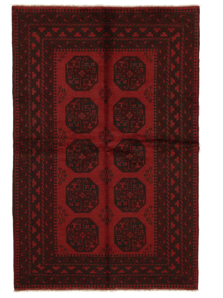  Afghan Fine Rug 158X240 Black/Dark Red Carpetvista