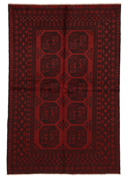  Orientalischer Afghan Fine Teppich 157X241 Schwarz/Dunkelrot Wolle, Afghanistan Carpetvista