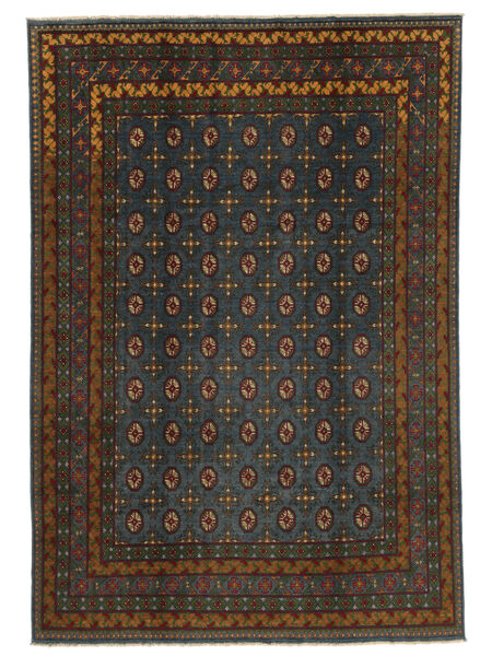 199X287 絨毯 オリエンタル アフガン Fine Colour ブラック/茶色 (ウール, アフガニスタン) Carpetvista