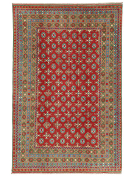 Tappeto Afghan Fine Colour 195X295 Marrone/Rosso Scuro (Lana, Afghanistan)