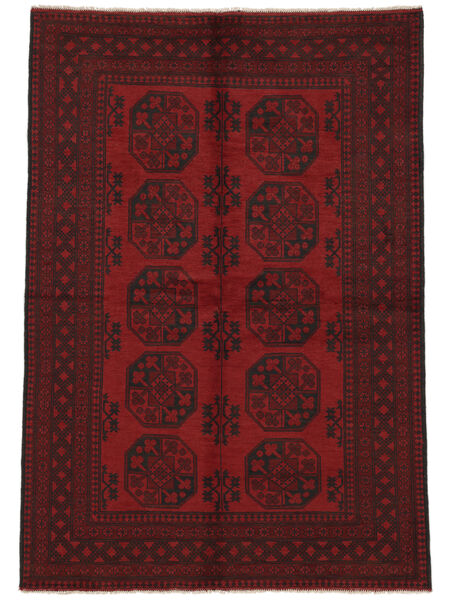 164X237 Afghan Fine Teppich Orientalischer Schwarz/Dunkelrot (Wolle, Afghanistan) Carpetvista