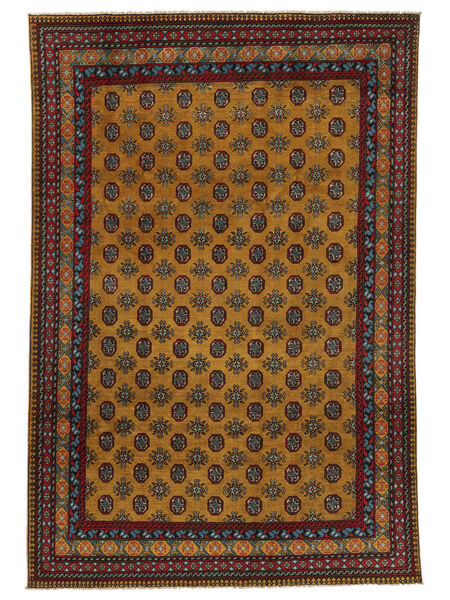  Afghan Fine Colour Rug 200X291 Wool Black/Brown Carpetvista