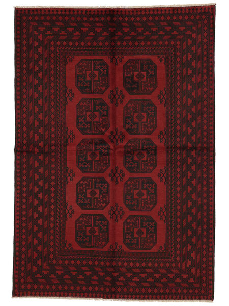 161X233 Tappeto Afghan Fine Orientale Nero/Rosso Scuro (Lana, Afghanistan) Carpetvista