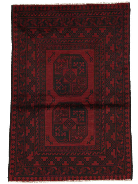  Orientalsk Afghan Fine Tæppe 93X139 Sort/Mørkerød Uld, Afghanistan Carpetvista