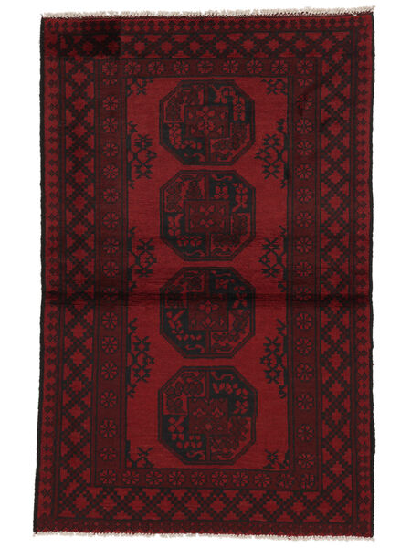 Tappeto Afghan Fine 92X145 Nero/Rosso Scuro (Lana, Afghanistan)