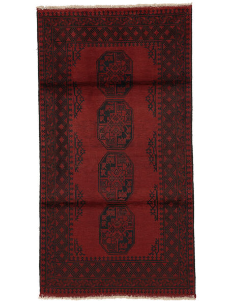 102X194 Tapis Afghan Fine D'orient Noir/Rouge Foncé (Laine, Afghanistan) Carpetvista