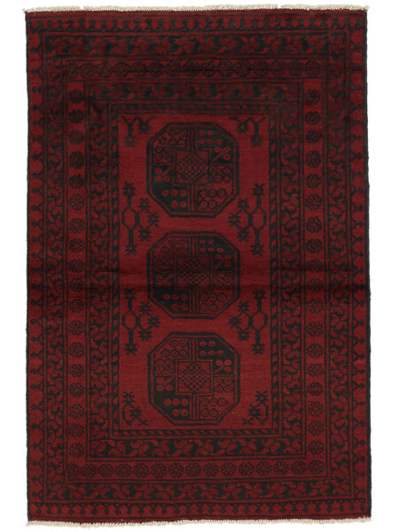 Χαλι Afghan Fine 95X141 Μαύρα/Σκούρο Κόκκινο (Μαλλί, Αφγανικά)