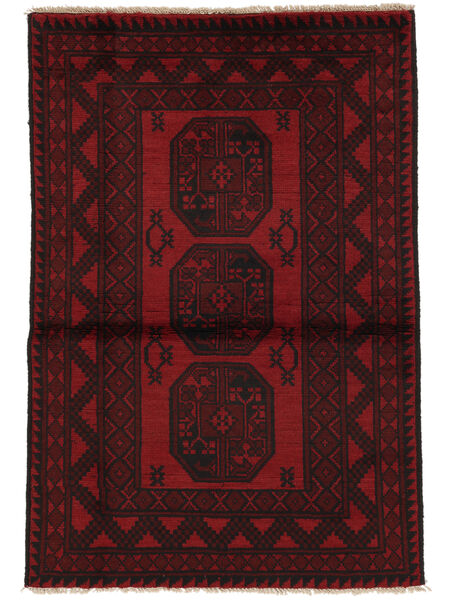 Tappeto Afghan Fine 94X142 Nero/Rosso Scuro (Lana, Afghanistan)