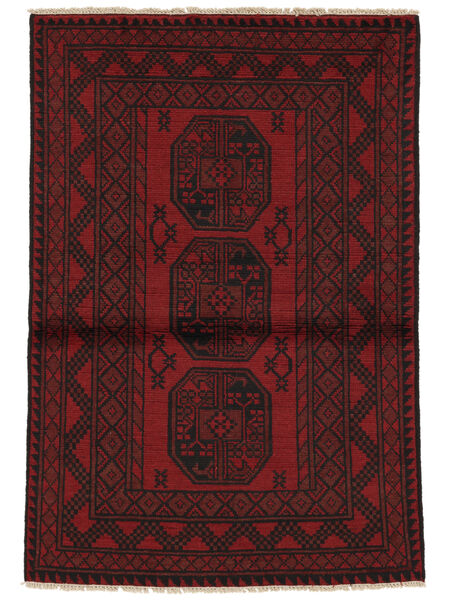 Χαλι Afghan Fine 95X142 Μαύρα/Σκούρο Κόκκινο (Μαλλί, Αφγανικά)
