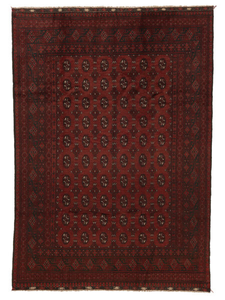 198X274 Afghan Fine Teppe Orientalsk Svart/Mørk Rød (Ull, Afghanistan) Carpetvista