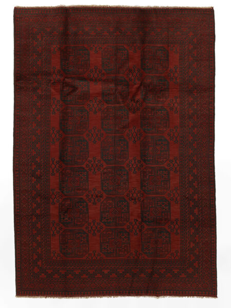 192X277 Afghan Fine Vloerkleed Oosters Zwart/Donkerrood (Wol, Afghanistan) Carpetvista