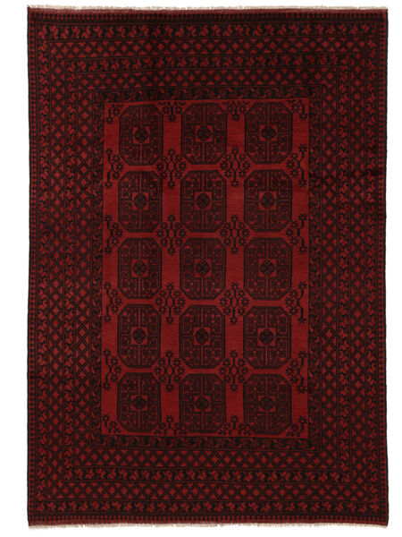 195X285 Afghan Fine Vloerkleed Oosters Zwart/Donkerrood (Wol, Afghanistan) Carpetvista