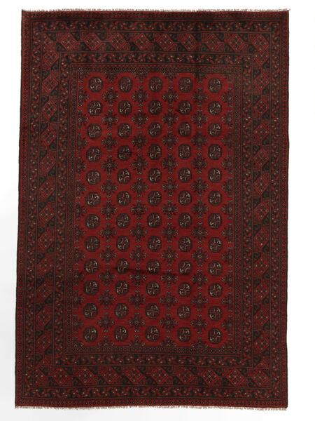 Orientalischer Afghan Fine Teppich 198X295 Schwarz/Dunkelrot Wolle, Afghanistan Carpetvista