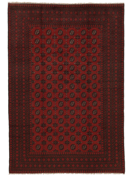 200X291 Alfombra Afghan Fine Oriental Negro/Rojo Oscuro (Lana, Afganistán) Carpetvista