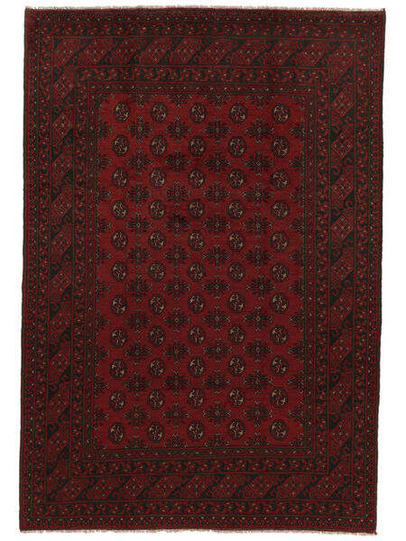  Orientalsk Afghan Fine Tæppe 202X297 Sort/Mørkerød Uld, Afghanistan Carpetvista