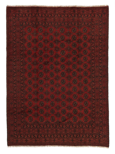 198X271 Afghan Fine Teppe Orientalsk Svart/Mørk Rød (Ull, Afghanistan) Carpetvista