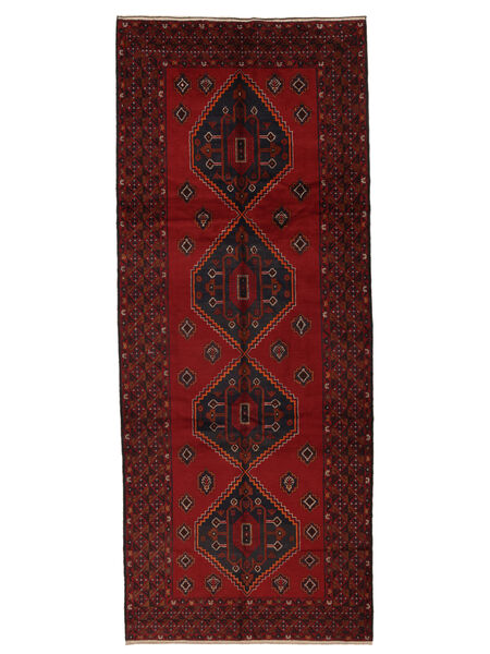 Tapete Oriental Balúchi 155X380 Passadeira Preto/Vermelho Escuro (Lã, Afeganistão)
