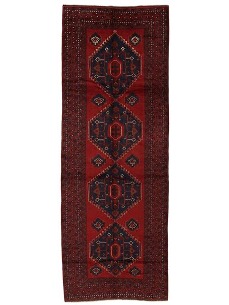 160X435 Dywan Beludż Orientalny Chodnikowy Czarny/Ciemnoczerwony (Wełna, Afganistan) Carpetvista
