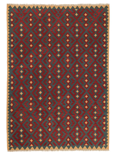  Orientalischer Kelim Ghashghai Teppich 214X303 Schwarz/Dunkelrot Persien/Iran Carpetvista