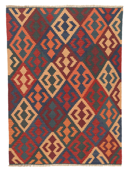 173X237 Kelim Ghashghai Teppich Orientalischer Schwarz/Dunkelrot ( Persien/Iran) Carpetvista