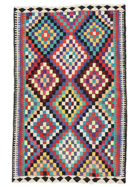 190X295 Kelim Fars Teppich Orientalischer Schwarz/Dunkellila (Wolle, Persien/Iran) Carpetvista