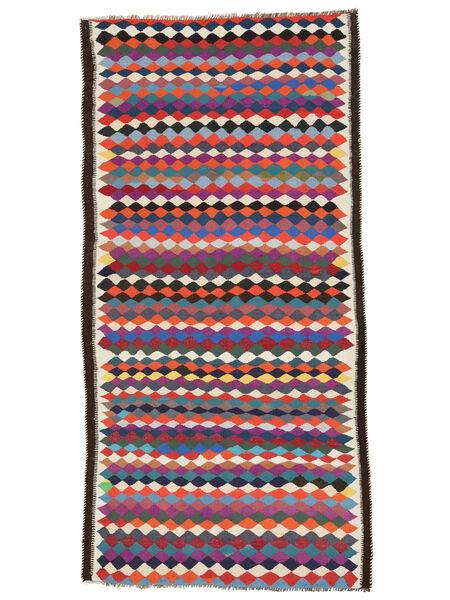 137X271 絨毯 オリエンタル キリム ファーシュ 廊下 カーペット ブラック/ダークレッド (ウール, ペルシャ/イラン) Carpetvista
