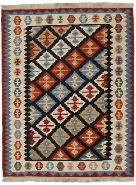 155X196 Kilim Teppich Orientalischer Schwarz/Dunkelrot (Wolle, Persien/Iran)