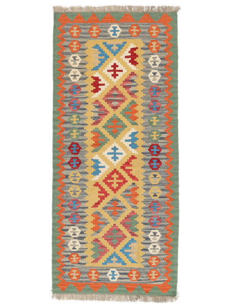  Orientalischer Kelim Ghashghai Teppich 85X194 Läufer Orange/Dunkelgelb Persien/Iran Carpetvista