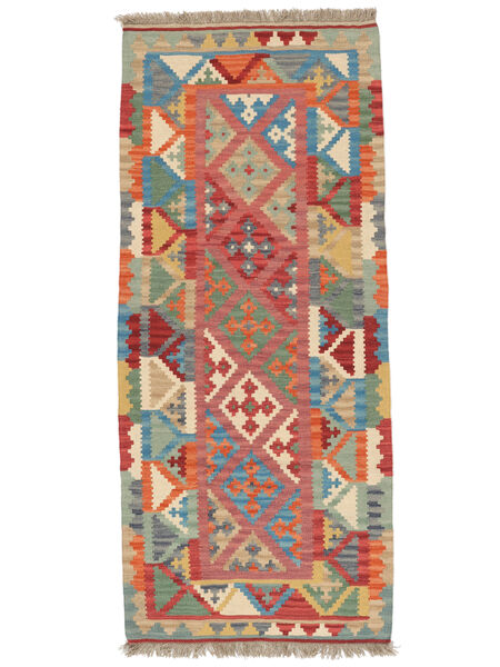 絨毯 オリエンタル キリム カシュガイ 85X202 廊下 カーペット グリーン/レッド ( ペルシャ/イラン)