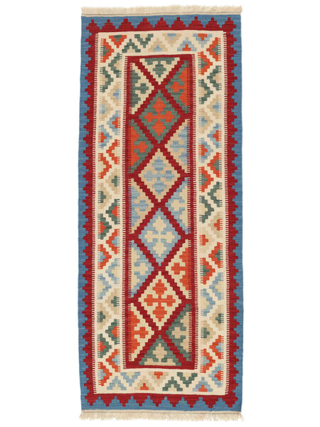  Orientalischer Kelim Ghashghai Teppich 80X201 Läufer Dunkelrot/Orange Persien/Iran Carpetvista