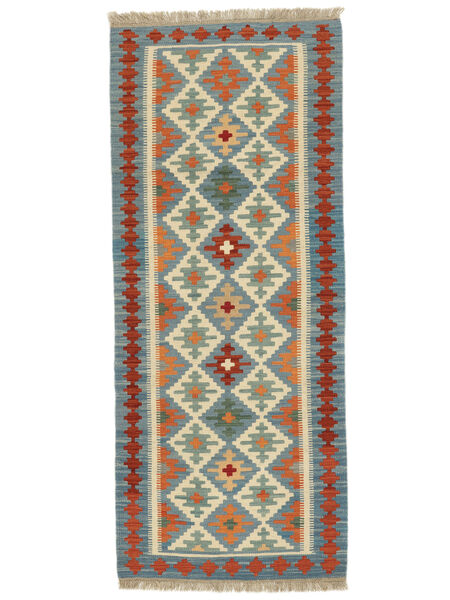 82X200 Kelim Ghashghai Orientalisk Hallmatta Grön/Mörkröd ( Persien/Iran) Carpetvista