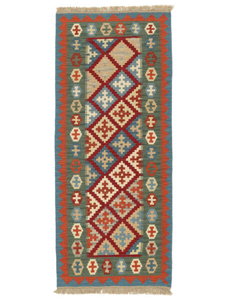 絨毯 キリム カシュガイ 83X197 廊下 カーペット ダークグリーン/ダークレッド ( ペルシャ/イラン)