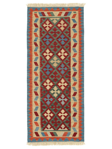  Orientalischer Kelim Ghashghai Teppich 85X200 Läufer Dunkelrot/Dunkelgrün Persien/Iran Carpetvista